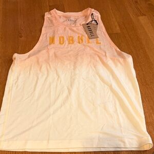 NOBULL White and Yellow Sleeveless Top